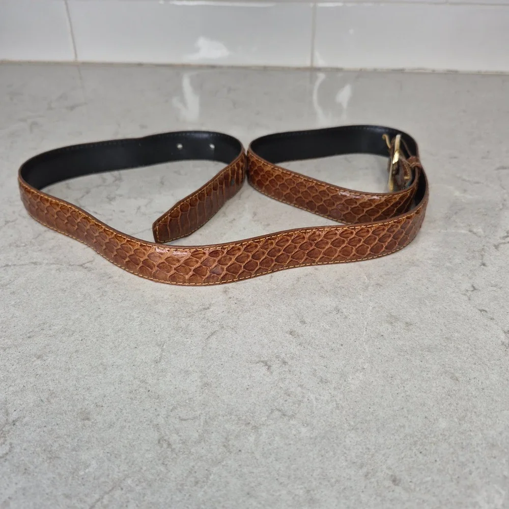 Serpi Belt Genuine Snakeskin Exotic 36 Brown Women